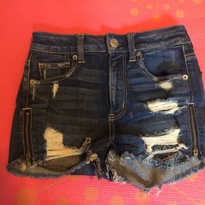American Eagle Distressed Jean Shorts with Zippers